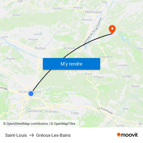 Saint-Louis to Gréoux-Les-Bains map