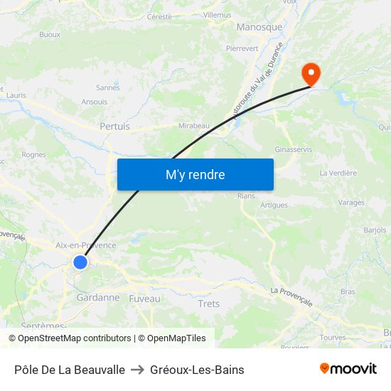 Pôle De La Beauvalle to Gréoux-Les-Bains map