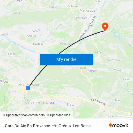 Gare De Aix-En-Provence to Gréoux-Les-Bains map