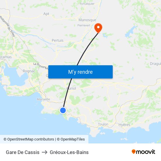 Gare De Cassis to Gréoux-Les-Bains map