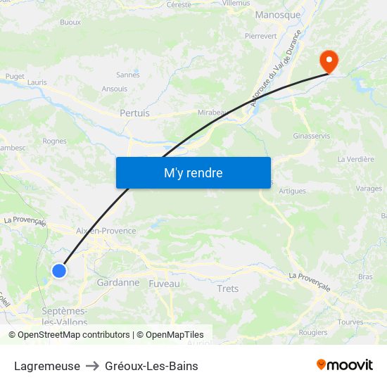 Lagremeuse to Gréoux-Les-Bains map