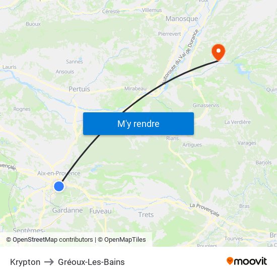 Krypton to Gréoux-Les-Bains map