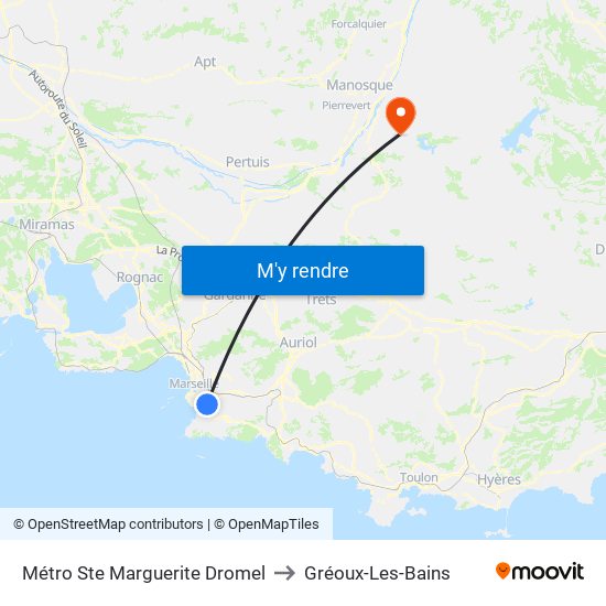 Métro Ste Marguerite Dromel to Gréoux-Les-Bains map