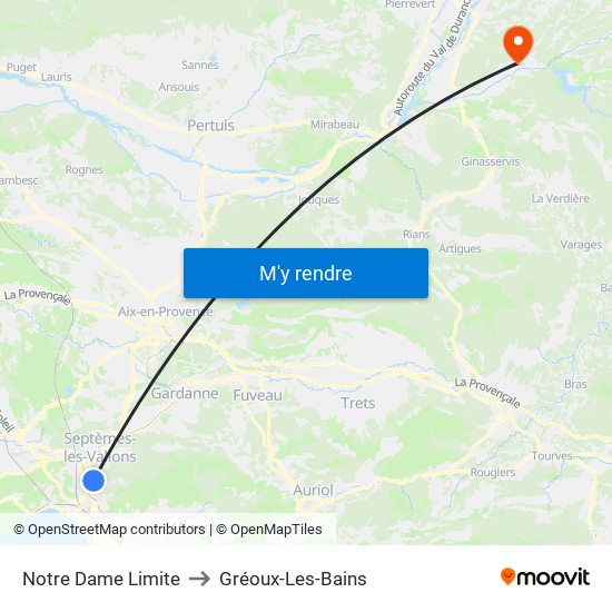 Notre Dame Limite to Gréoux-Les-Bains map