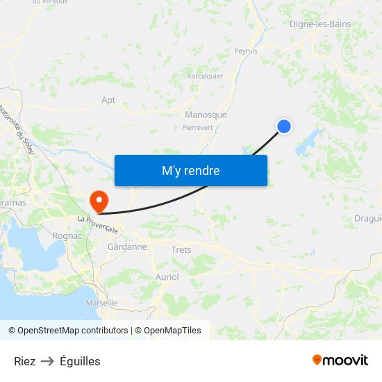 Riez to Éguilles map