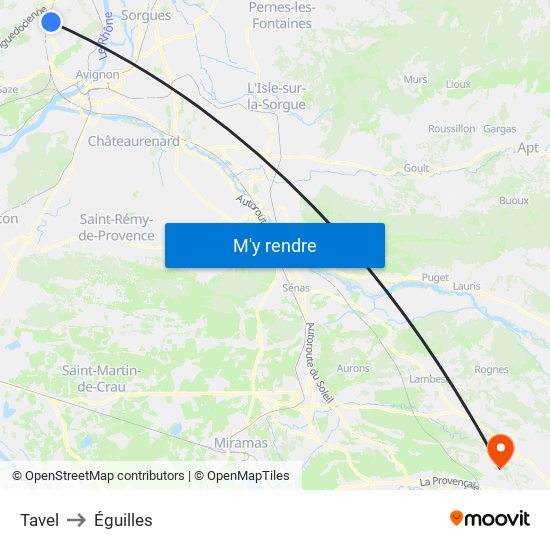 Tavel to Éguilles map