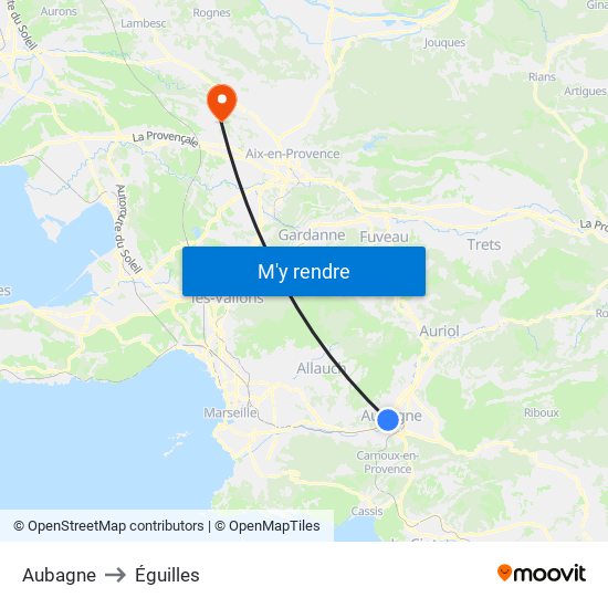 Aubagne to Éguilles map