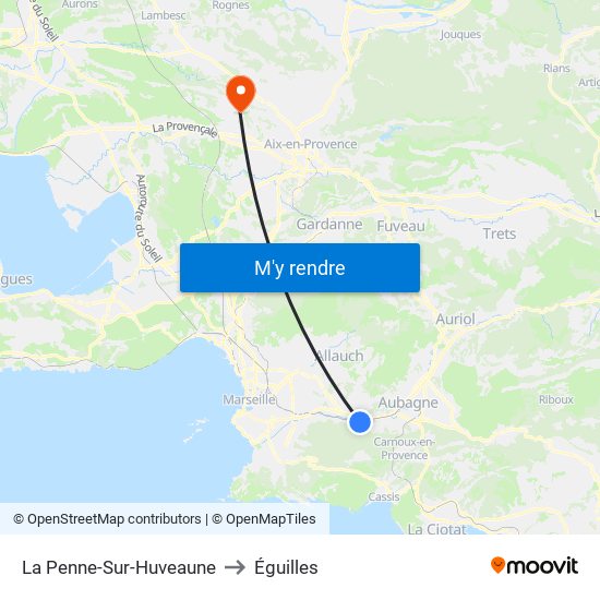 La Penne-Sur-Huveaune to Éguilles map