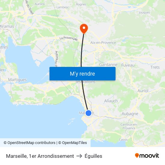 Marseille, 1er Arrondissement to Éguilles map