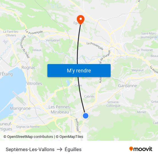 Septèmes-Les-Vallons to Éguilles map