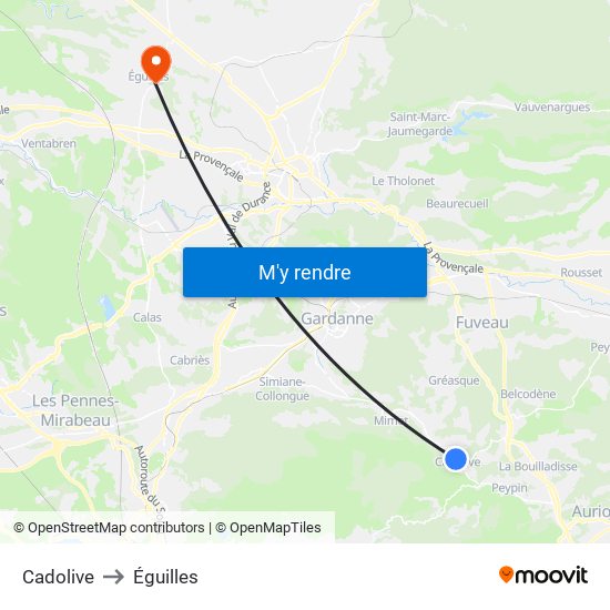 Cadolive to Éguilles map