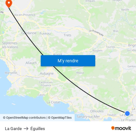 La Garde to Éguilles map