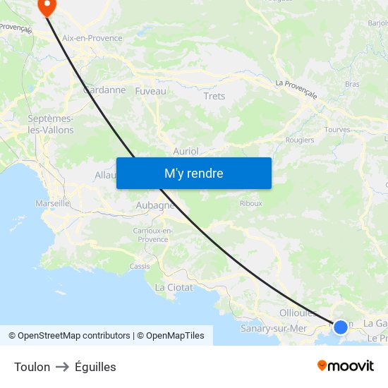 Toulon to Éguilles map