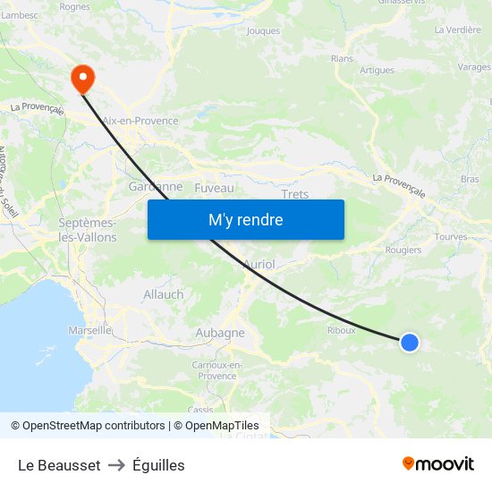 Le Beausset to Éguilles map