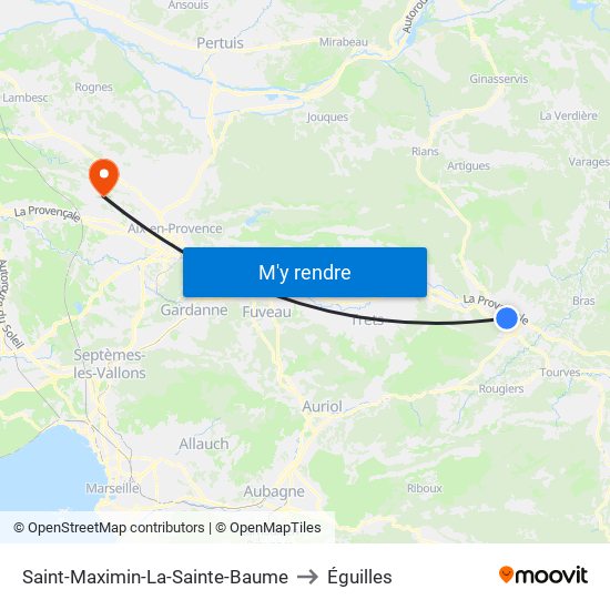 Saint-Maximin-La-Sainte-Baume to Éguilles map
