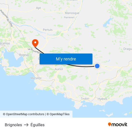Brignoles to Éguilles map