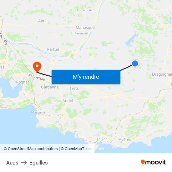 Aups to Éguilles map
