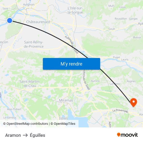 Aramon to Éguilles map