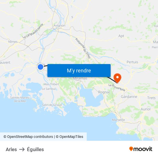 Arles to Éguilles map
