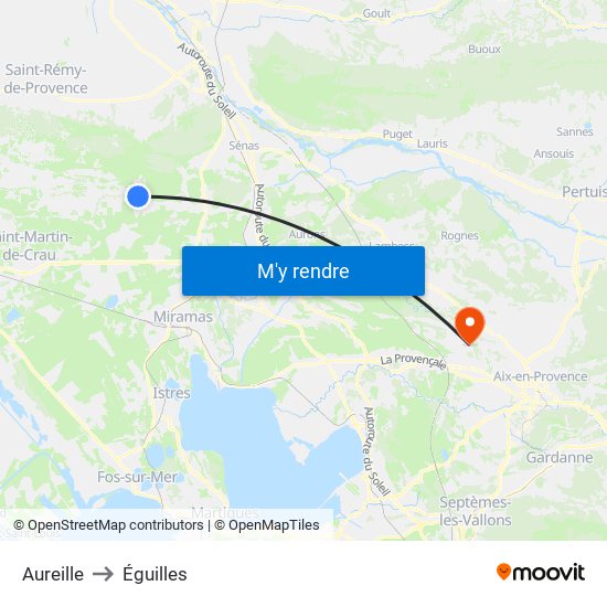 Aureille to Éguilles map