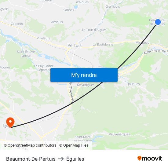 Beaumont-De-Pertuis to Éguilles map