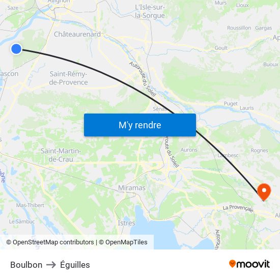 Boulbon to Éguilles map