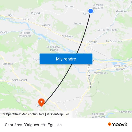 Cabrières-D'Aigues to Éguilles map