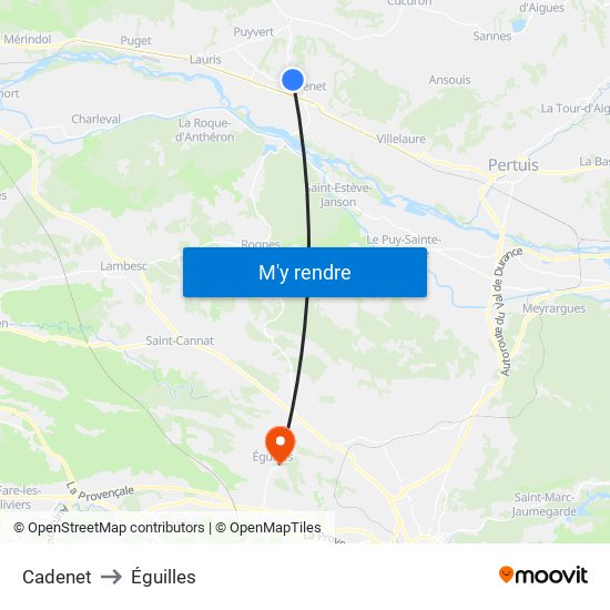 Cadenet to Éguilles map