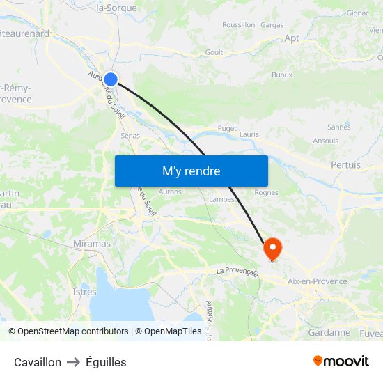 Cavaillon to Éguilles map
