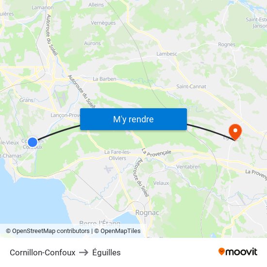 Cornillon-Confoux to Éguilles map