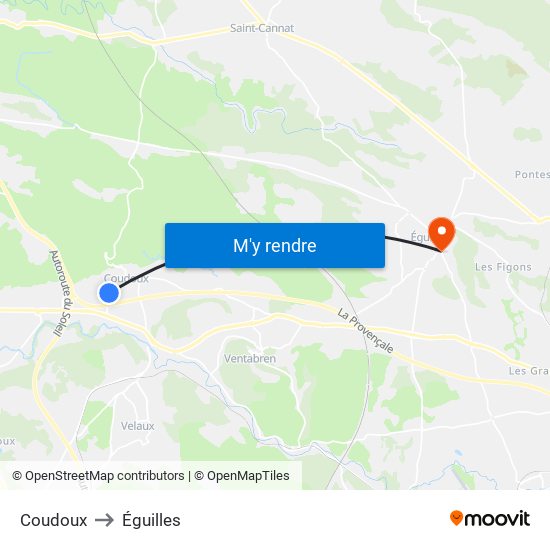 Coudoux to Éguilles map