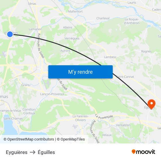 Eyguières to Éguilles map