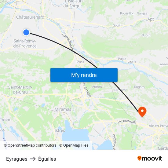 Eyragues to Éguilles map