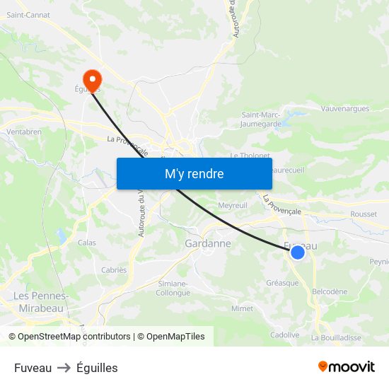 Fuveau to Éguilles map