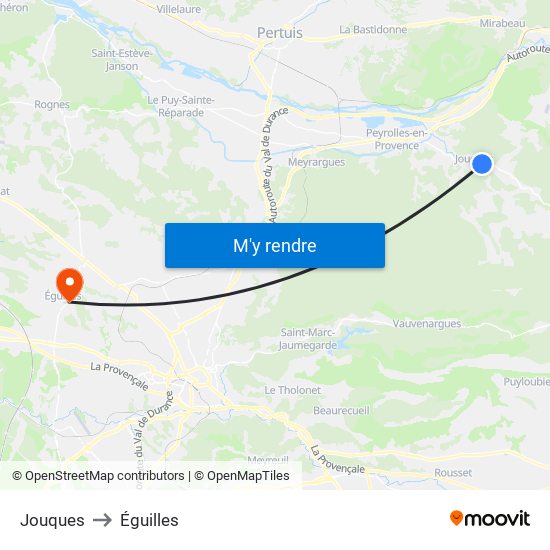 Jouques to Éguilles map