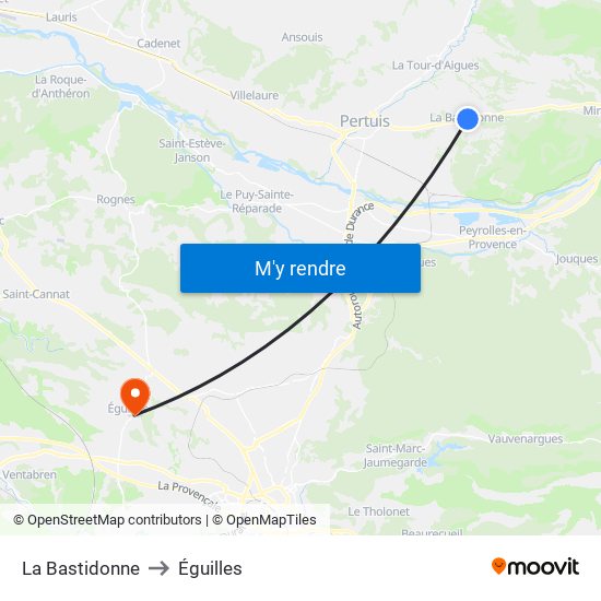 La Bastidonne to Éguilles map