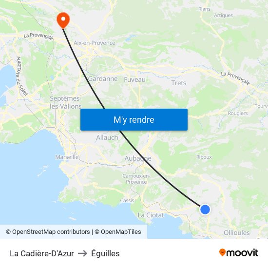 La Cadière-D'Azur to Éguilles map