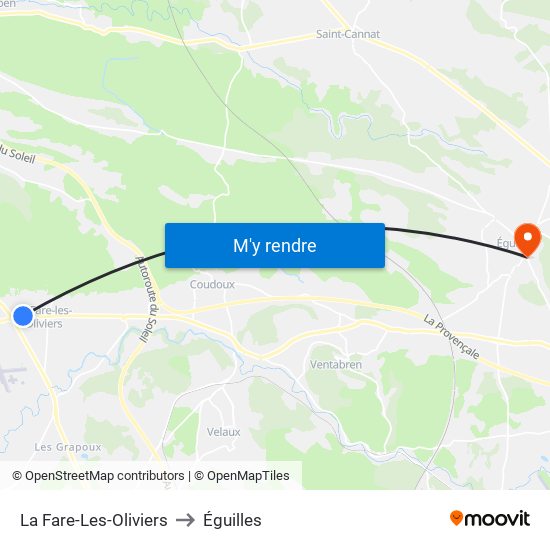 La Fare-Les-Oliviers to Éguilles map