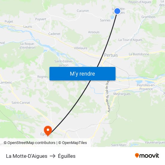 La Motte-D'Aigues to Éguilles map