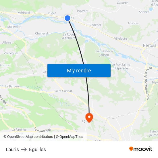 Lauris to Éguilles map