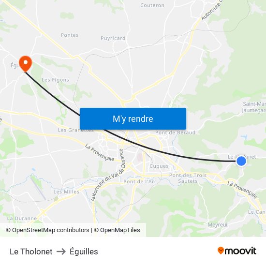 Le Tholonet to Éguilles map