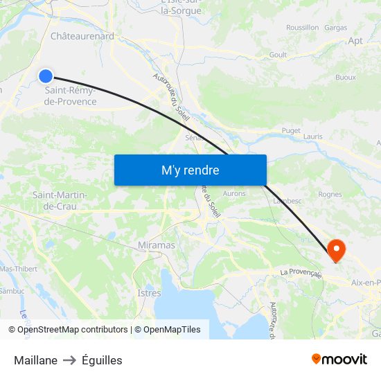 Maillane to Éguilles map