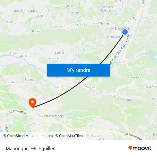 Manosque to Éguilles map