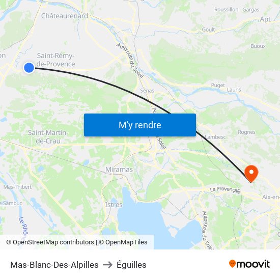 Mas-Blanc-Des-Alpilles to Éguilles map
