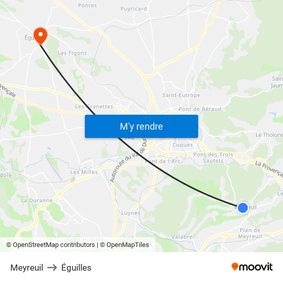 Meyreuil to Éguilles map
