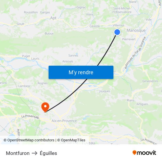 Montfuron to Éguilles map