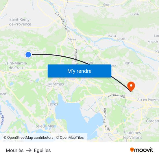 Mouriès to Éguilles map