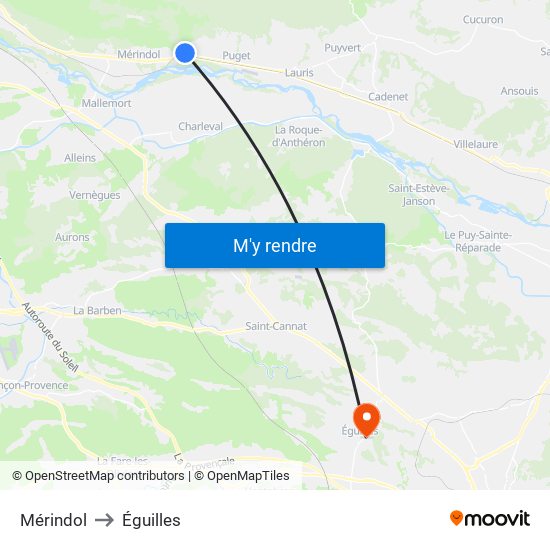 Mérindol to Éguilles map