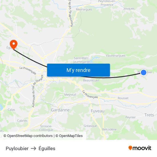 Puyloubier to Éguilles map