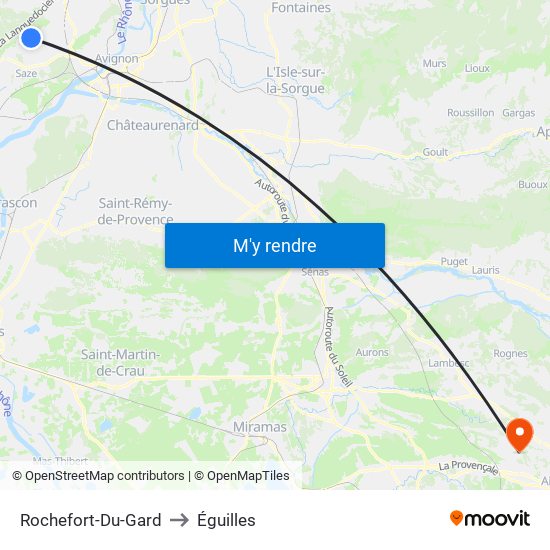 Rochefort-Du-Gard to Éguilles map